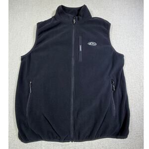Drake Men Large Black Full Zip Fleece Hunting Outdoor Vest Casual Waterfowl